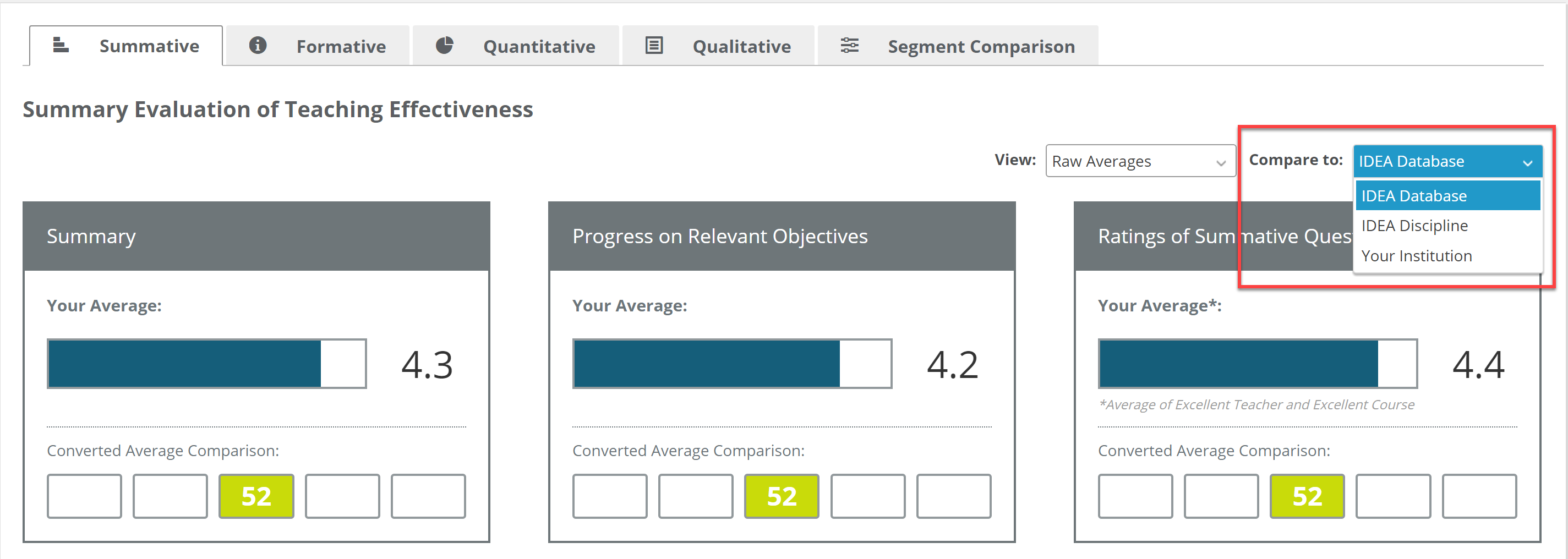 IDEA Comparison Reports Course Evaluation Help Center